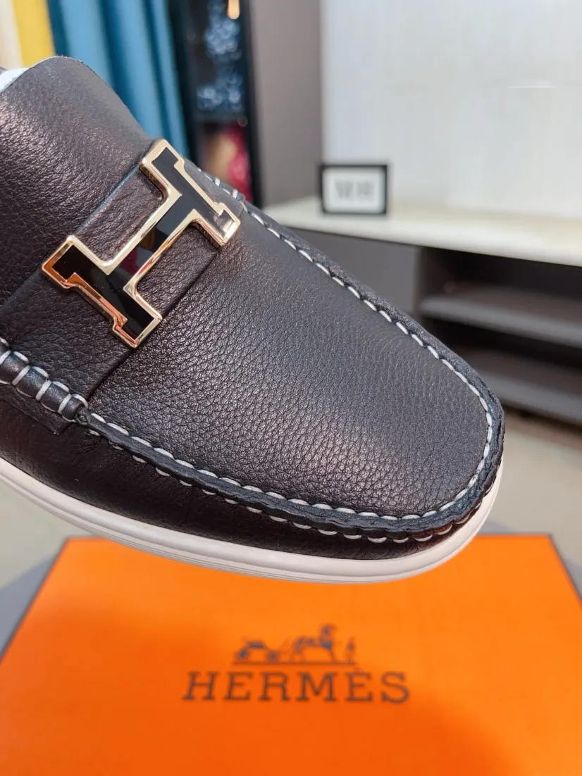Men's shoes 💰458🌹🌹Niuli "HERMES" Hermès business leather shoes, original factory configuration, original imported cowhide upper + luxury hardware logo + fully imported original customized cowhide lining, sole: rubber wear-resistant outsole, difficult craftsmanship, original factory follow-up goods, 🔍🔍high quality code number: 38-44 45 can be customized